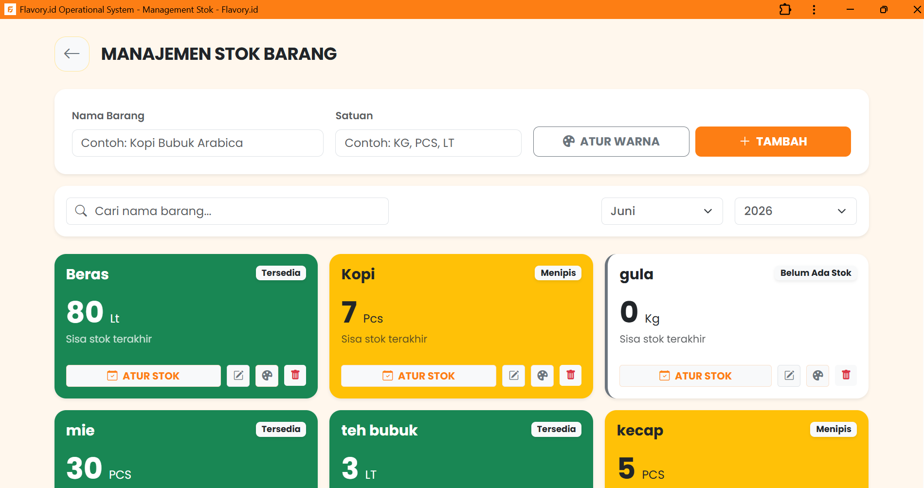 Fitur Manajemen Stok Barang Restoran Flavory.id